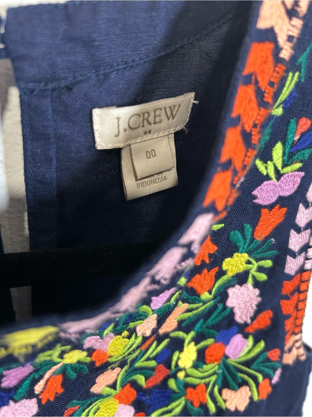 J. Crew Navy Floral Embroidered Tank - Picture 3 of 3